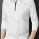 Wholesale Men's Casual Plain Collared Quarter Zip Striped Trim Long Sleeve Henley Shirt 6621# White Wholesale Clothing Market & Suppliers -LIUHUAMALL