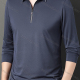 Wholesale Men's Casual Plain Collared Quarter Zip Striped Trim Long Sleeve Henley Shirt 6621# Gray Wholesale Clothing Market & Suppliers -LIUHUAMALL