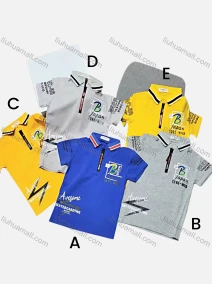 Wholesale Boys Casual Short Sleeve Letter Graphic Zipper Front Polo Shirts, LIUHUA CLOTHING WHOLESALE