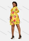 Wholesale Women's Casual Wrap V Neck Flower Print Lace Up Tiered Short Dress - Liuhuamall