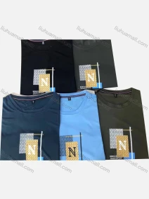 Wholesale Men's Casual Letter Geometric Print Short Sleeve Round Neck T-Shirt, LIUHUA CLOTHING WHOLESALE