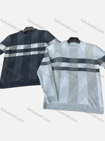 Wholesale Men's Casual Geometric Striped Round Neck Long Sleeve Pullover Sweater 2303#, LIUHUA CLOTHING WHOLESALE