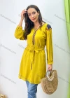 Wholesale Women's Casual Lace Up Keyhole Neck Shirt Sleeves Floral Print Short Dress 008# - Liuhuamall