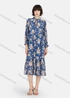 Wholesale Women's Casual Floral Print Tie Neck Poet Sleeve Ruffle Hem Midi Dress - Liuhuamall