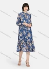 Wholesale Women's Casual Floral Print Tie Neck Poet Sleeve Ruffle Hem Midi Dress - Liuhuamall