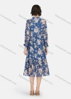 Wholesale Women's Casual Floral Print Tie Neck Poet Sleeve Ruffle Hem Midi Dress - Liuhuamall