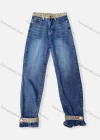 Wholesale Women's Casual Plain Patch Pocket Splicing Contrast Buckle Strap Jeans 4205# - Liuhuamall