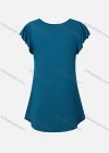 Wholesale Woman's Casual Round Neck Batwing Sleeve Guipure Lace Ruffle Hem Top - Liuhuamall