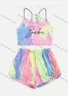 Wholesale Girl's Casual Tie Dye Spaghetti Straps Crop Cami Top & Elastic Waist Shorts 2 PIecce Set - Liuhuamall