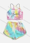 Wholesale Girl's Casual Tie Dye Spaghetti Straps Crop Cami Top & Elastic Waist Shorts 2 PIecce Set - Liuhuamall