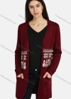 Wholesale Women's Casual Long Sleeve Open Front Snow Print Long Knit Cardigan - Liuhuamall