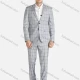 Wholesale Men's Formal Plaid Slim Fit Single Breasted Pockets Blazer & Trousers 2-Piece Suit Set Gray Clothing Wholesale Market Liuhua