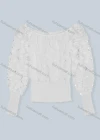 Wholesale Women's Round Neck Leg Of Mutton Sleeve Sequin Shirred Slim Waist Plain Casual Blouse - Liuhuamall
