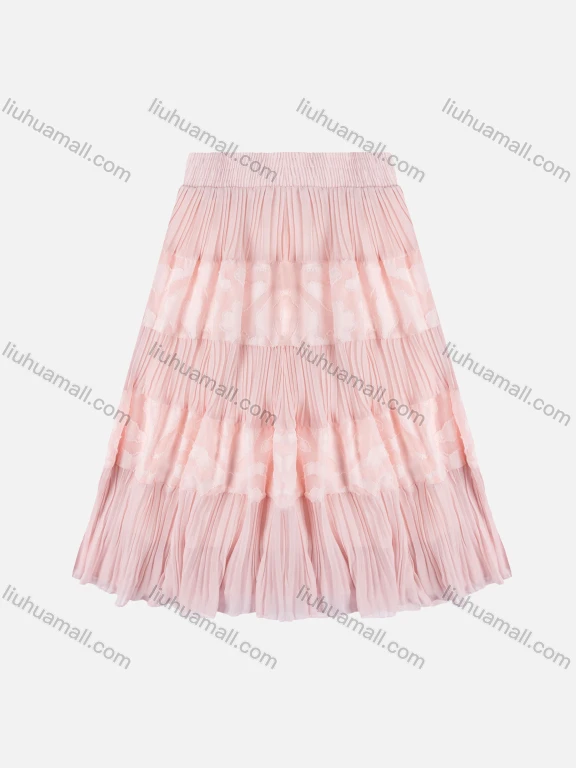 Wholesale Girls' Casual Elastic Waist Pleated Splicing Maxi Skirt
