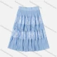 Wholesale Girls' Casual Elastic Waist Pleated Splicing Maxi Skirt Blue Clothing Wholesale Market Liuhua
