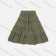 Wholesale Girls' Casual Elastic Waist Ruched Embroidered Splicing Maxi Skirt Camouflage Green Clothing Wholesale Market Liuhua