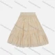Wholesale Girls' Casual Elastic Waist Ruched Embroidered Splicing Maxi Skirt Ivory Clothing Wholesale Market Liuhua