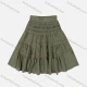 Wholesale Girls' Casual  Plain Elastic Waist Ruched Embroidered Ruffle Hem Lace Trim Maxi Skirt Camouflage Green Clothing Wholesale Market Liuhua