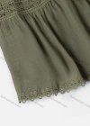 Wholesale Girls' Casual  Plain Elastic Waist Ruched Embroidered Ruffle Hem Lace Trim Maxi Skirt - Liuhuamall