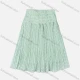 Wholesale Girls' Casual Elastic Waist Plain Pleated Splicing Maxi Skirt Green Clothing Wholesale Market Liuhua