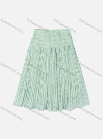 Wholesale Girls' Casual Elastic Waist Plain Pleated Splicing Maxi Skirt, LIUHUA CLOTHING WHOLESALE