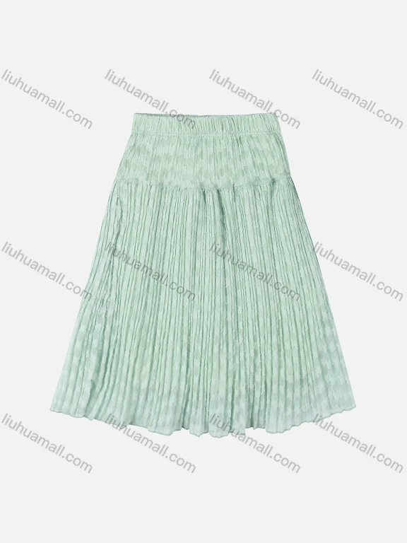 Wholesale Girls' Casual Elastic Waist Plain Pleated Splicing Maxi Skirt