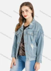 Wholesale Women's Casual Drop Shoulder Flap Pocket Ripped Distressed Denim Jacket - Liuhuamall