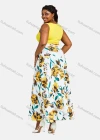 Wholesale Women's Sleeveless High Waist Splicing Floral Print Maxi Tank Dress 28141# - Liuhuamall