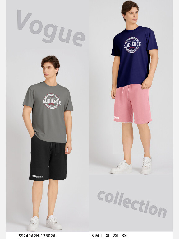 Men's Casual Letter Round Neck Short Sleeve T-Shirts & Shorts 2 Piece Set 17602#, Clothing Wholesale Market -LIUHUA, MEN, Sets