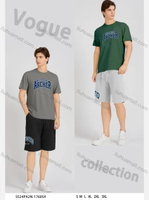 Wholesale Men's Casual Letter Round Neck Short Sleeve T-Shirts & Shorts 2 Piece Set 17605#, LIUHUA CLOTHING WHOLESALE