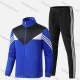 Wholesale Men's Athletic Workout Splicing Colorblock Striped Stand Neck Zip Jacket & Elastic Waist Ankle Length Pants 2 Piece Set Blue Clothing Wholesale Market Liuhua