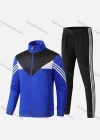 Wholesale Men's Athletic Workout Splicing Colorblock Striped Stand Neck Zip Jacket & Elastic Waist Ankle Length Pants 2 Piece Set - Liuhuamall