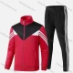 Wholesale Men's Athletic Workout Splicing Colorblock Striped Stand Neck Zip Jacket & Elastic Waist Ankle Length Pants 2 Piece Set Red Clothing Wholesale Market Liuhua