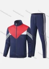 Wholesale Men's Athletic Workout Splicing Colorblock Striped Stand Neck Zip Jacket & Elastic Waist Ankle Length Pants 2 Piece Set - Liuhuamall