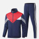 Men's Athletic Workout Splicing Colorblock Striped Stand Neck Zip Jacket & Elastic Waist Ankle Length Pants 2 Piece Set Navy Clothing Wholesale Market -LIUHUA