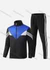 Wholesale Men's Athletic Workout Splicing Colorblock Striped Stand Neck Zip Jacket & Elastic Waist Ankle Length Pants 2 Piece Set - Liuhuamall