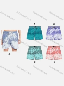 Wholesale Unisex Swim Trunks Quick Dry Tropical Graphic Drawstring Beach Shorts, LIUHUA CLOTHING WHOLESALE