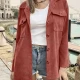 Wholesale Women's Casual Plain Collared Button Down Flap Pocket Overshirt AY03# 11# Clothing Wholesale Market Liuhua