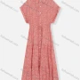 Wholesale Women's Stand Collar Batwing Sleeve Allover Print Buttons Down Drawstring Ruffle Hem Maxi Dress 8471# preview