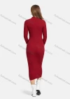 Wholesale Women's Casual Long Sleeve Mock Neck Striped Plain Slim Knit Midi Dress 0728# - Liuhuamall