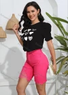 Wholesale Women's Casual Crew Neck Short Sleeve Heart Print Top - Liuhuamall
