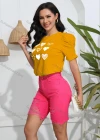 Wholesale Women's Casual Crew Neck Short Sleeve Heart Print Top - Liuhuamall
