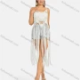 Wholesale Women's Plain Knit Hollow Out Tassel Fringe Cover Up Cami Dress B110# preview