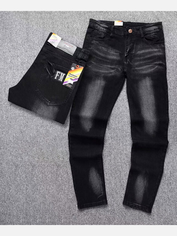 Men's Casual Button Zipper Pockets Labelled Jean, Clothing Wholesale Market -LIUHUA, Jeans