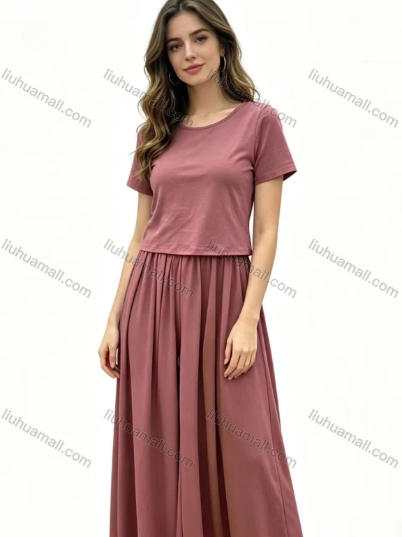 Wholesale Women's Solid Color Knit 2-Piece Set