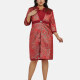 Women's Elegant 3/4 Sleeve High Waist Allover Print Cardigan & Tank Dress 2-piece Set Red Clothing Wholesale Market -LIUHUA
