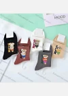 Wholesale Women's Casual Embroidery Bear Letter Print Cushioned Ankle Socks - Liuhuamall