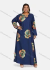 Wholesale Women's Vintage Plus Size Notched Neck Long Sleeve Floral Print Button Decor Maxi Dress - Liuhuamall
