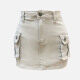 Women's Casual Plain Multiple Flap Pockets Mini Denim Skirts Beige Clothing Wholesale Market -LIUHUA