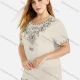 Wholesale Women's Elegant Round Neck Floral Embroidery Short Sleeve T-Shirt 1# Clothing Wholesale Market Liuhua